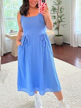 Aerie At The Barre Midi Dress Size Medium Coastal Nantucket Summer Vacation